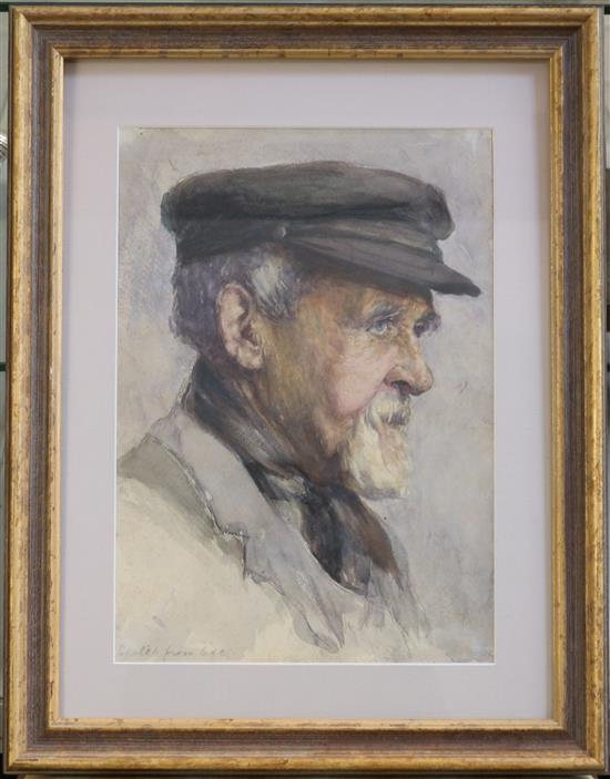Attributed to Stanhope Alexander Forbes (1875-1947) Portrait of a fisherman 13.5 x 9.5in.